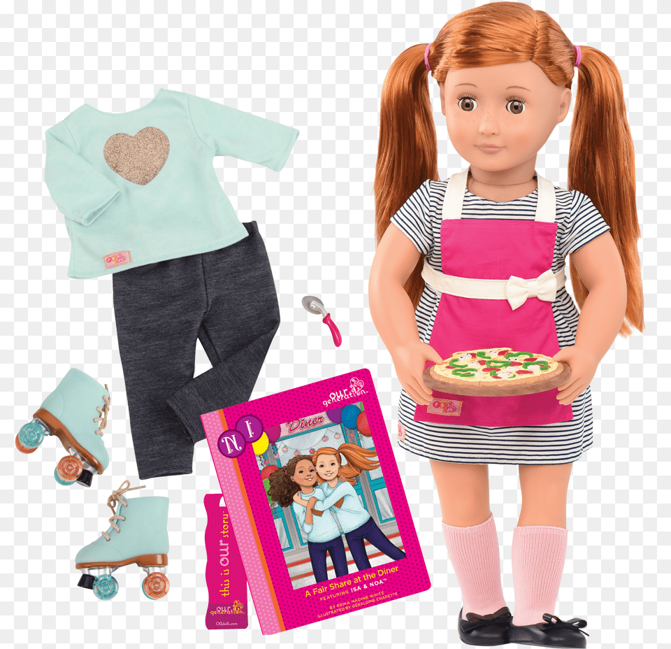 Noa Deluxe 18 Inch Doll With Storybook Our Generation Noa, Female, Person, Girl, Child Free Png