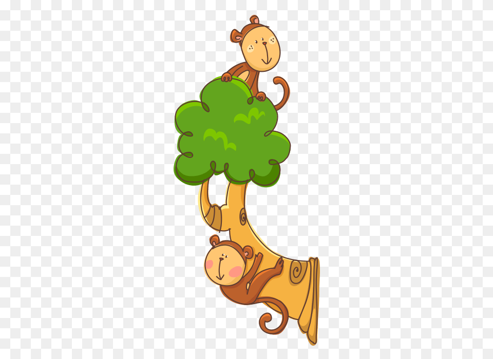 Noahs Ark Wall Decors For Children Little Monkeys In The Branch, Plant, Tree, Art, Dynamite Png