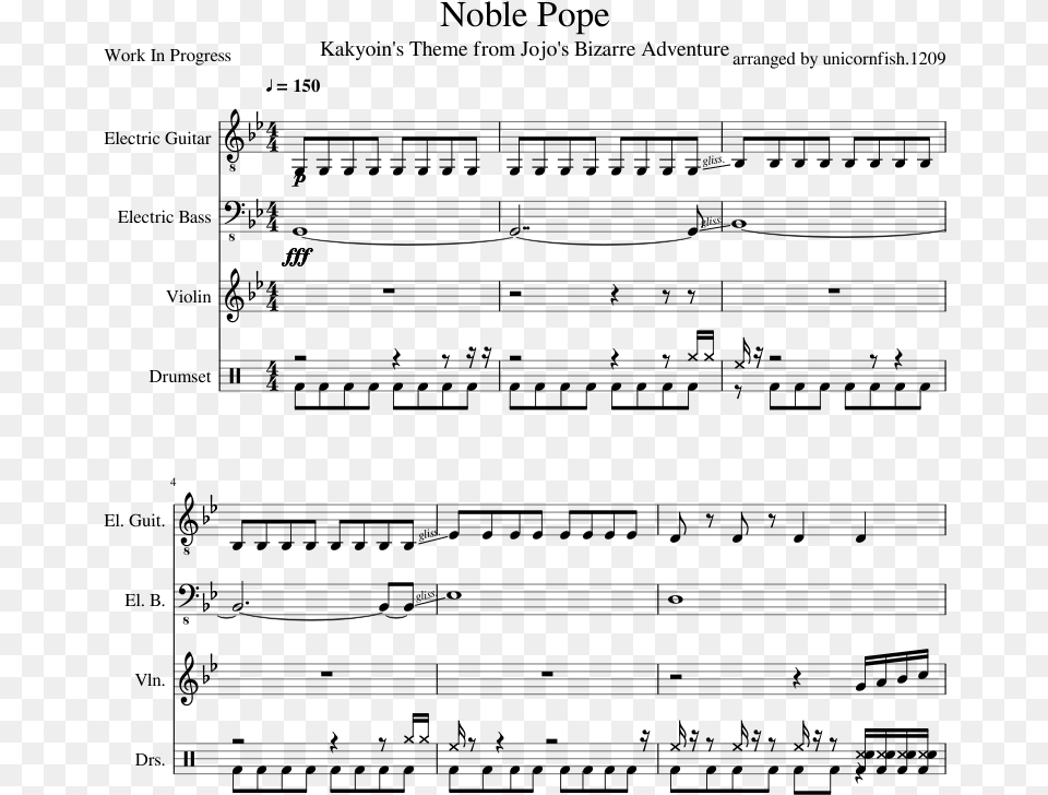 Noble Pope Sheet Music Composed By Arranged By Unicornfish Virtuous Pope Sheet Music, Gray Free Transparent Png