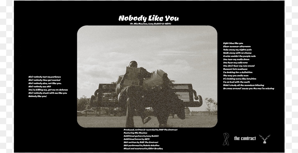 Nobody Like You Digital Booklet Infantry, Bench, Furniture, Adult, Person Png