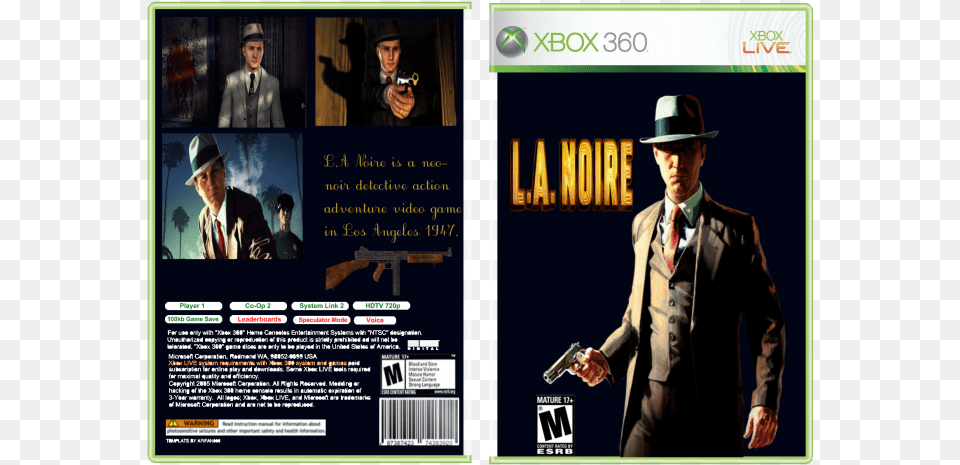 Noire Box Art Cover Gentleman, Weapon, Poster, Hat, Firearm Free Png Download
