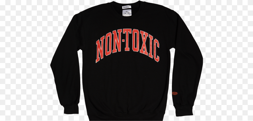 Non Toxic Crewneck In Black Long Sleeved T Shirt, Clothing, Knitwear, Long Sleeve, Sleeve Free Png