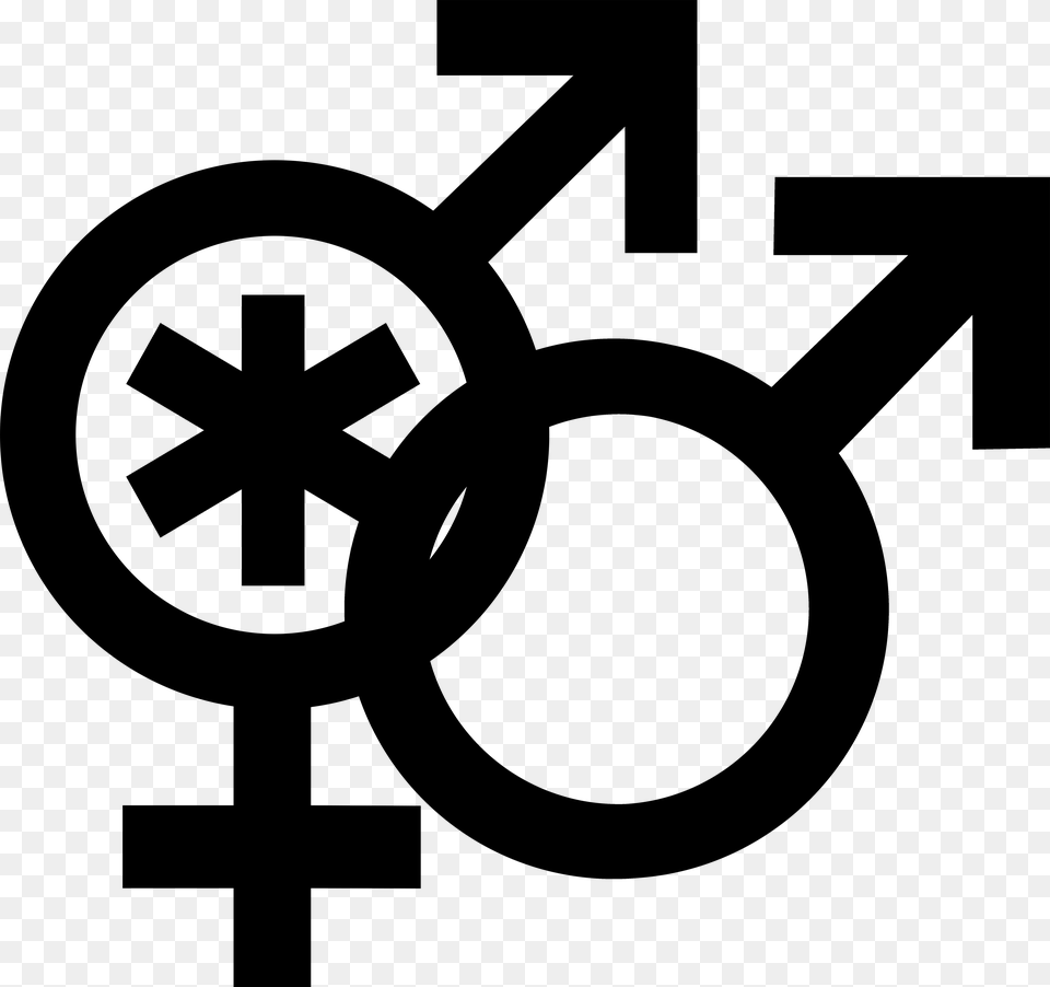 Nonbinary Man And Woman Symbol Interlocked With A Mars Sign Of Transgender, Lighting, Firearm, Gun, Rifle Png