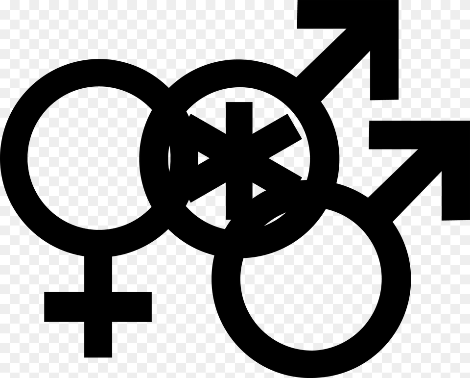 Nonbinary Man Symbol Interlocked With A Venus Symbol Female Sex Sign Vector, Cross, Silhouette, Firearm, Gun Free Transparent Png