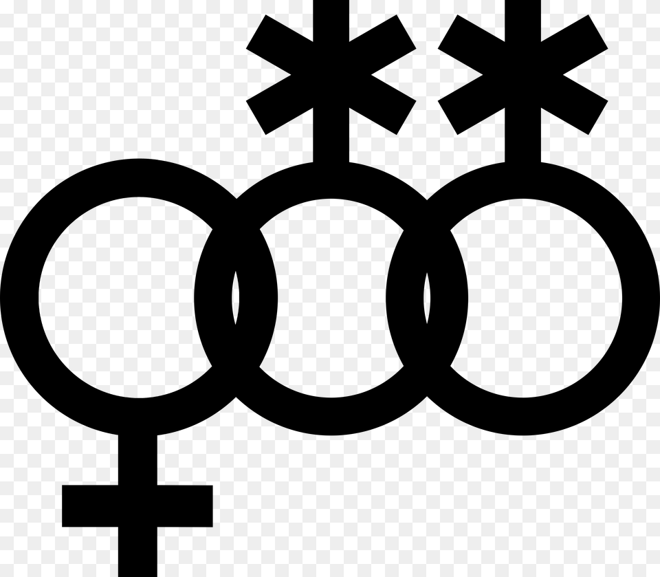 Nonbinary Symbol Interlocked With A Venus Symbol And Cross, Silhouette, Lighting Free Transparent Png