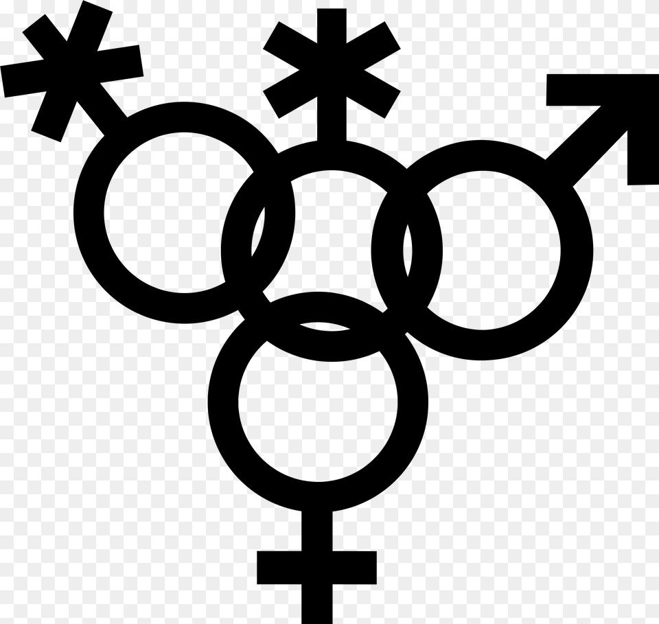 Nonbinary Symbol Interlocked With Nonbinary Venus Gender Symbol Icon Non Binary, Cross, Silhouette Free Png