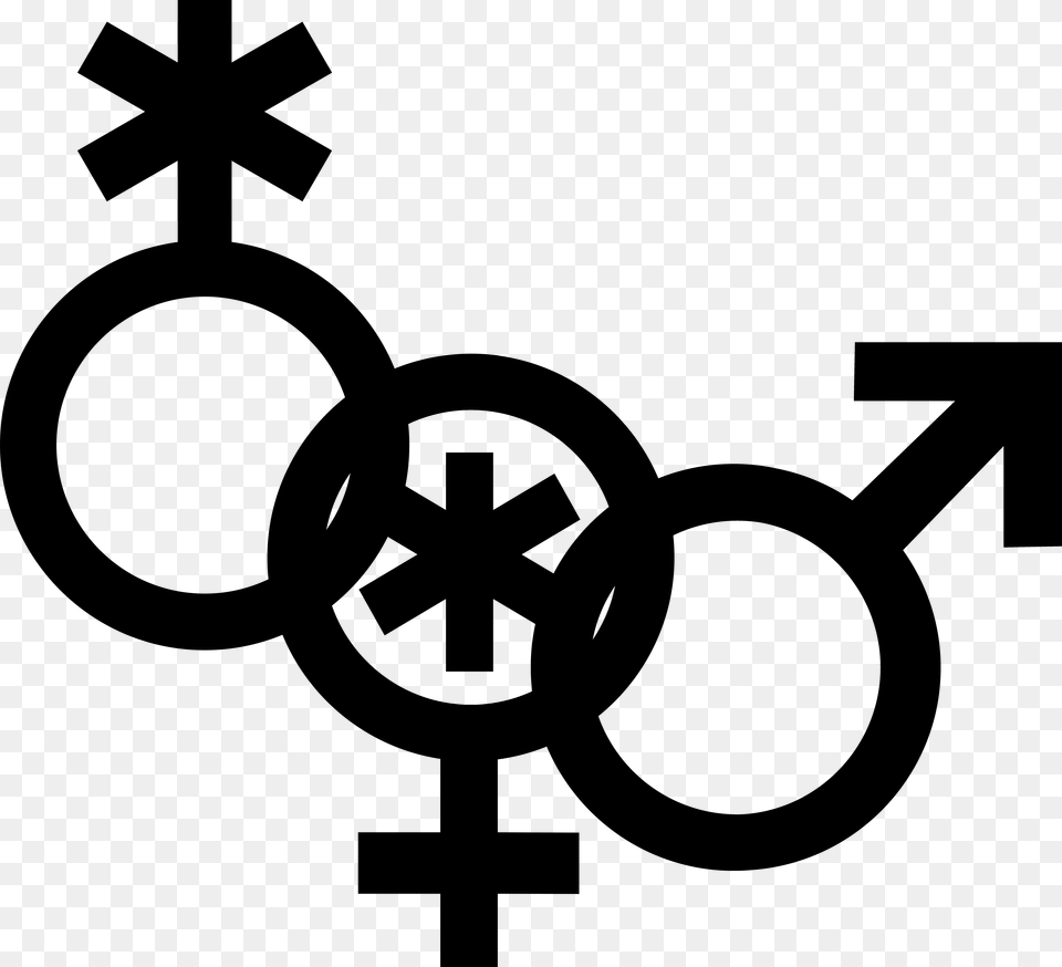 Nonbinary Woman Symbol Interlocked With A Nonbinary Gender Symbol, Cross, Firearm, Gun, Rifle Png Image