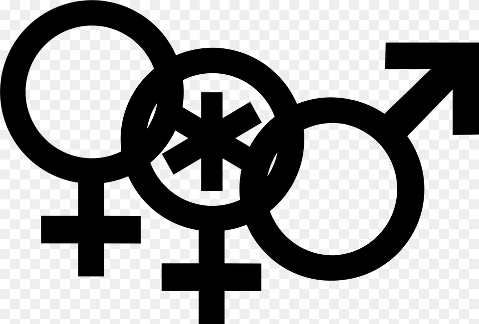 Nonbinary Woman Symbol Interlocked With A Venus Symbol Man Symbol, Gray Png Image
