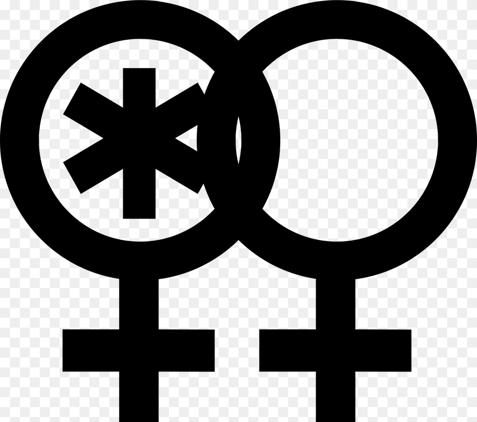 Nonbinary Woman Symbol Interlocked With A Venus Symbol Nblnb Symbol, Emblem Png Image