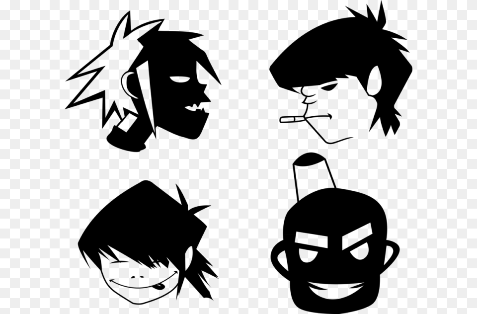 Noodle Gorillaz Black And White, Gray Png Image