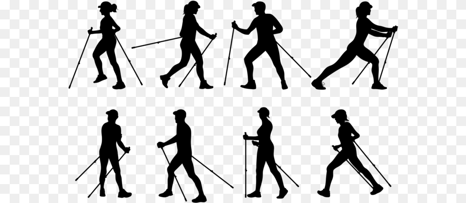 Nordic Walking Silhouettes Vector Nordic Walking, Gray Free Png Download