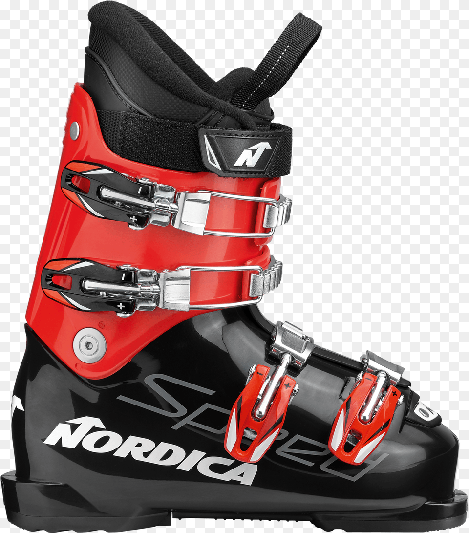 Nordica Ski Boots Red And Black, Boot, Clothing, Footwear, Ski Boot Free Png Download