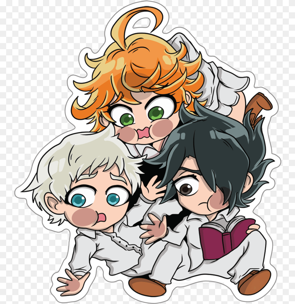 Norman Chibi Anime Decal Emma The Promised Neverland Chibi, Book, Comics, Publication, Face Png
