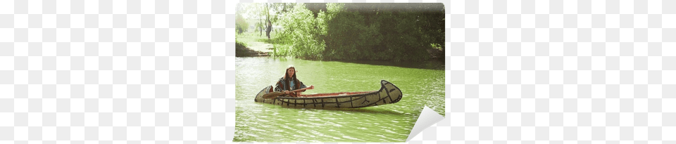 North American Indian Floats Down The River On A Canoe Canoe, Rowboat, Transportation, Sport, Water Free Png Download