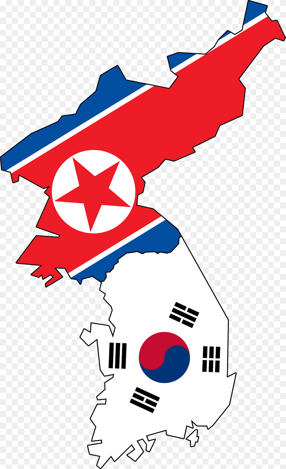 North Amp South Korea Flag Map No Jeju Clipart, Logo, Dynamite, Weapon, Aircraft Free Png Download