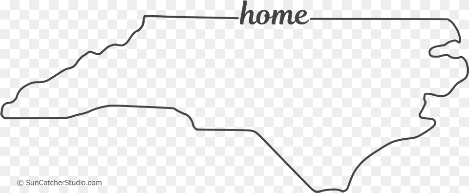 North Carolina Outline With Home On Border Cricut Line Art, Silhouette, Chart, Plot, Blackboard Free Png