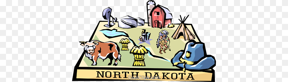 North Dakota Vignette Map Royalty Vector Clip Art, Neighborhood, Animal, Cattle, Cow Free Transparent Png
