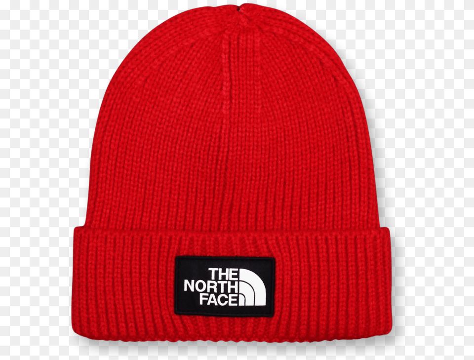 North Face Logo Box Cuff Tnf Red North Face, Beanie, Cap, Clothing, Hat Free Png