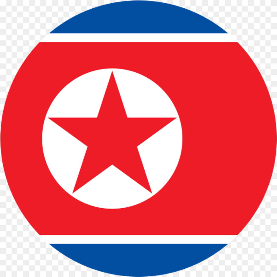 North Korea Flag Circle Clipart Download North Korea Flag Circle, Star Symbol, Symbol, Logo Png