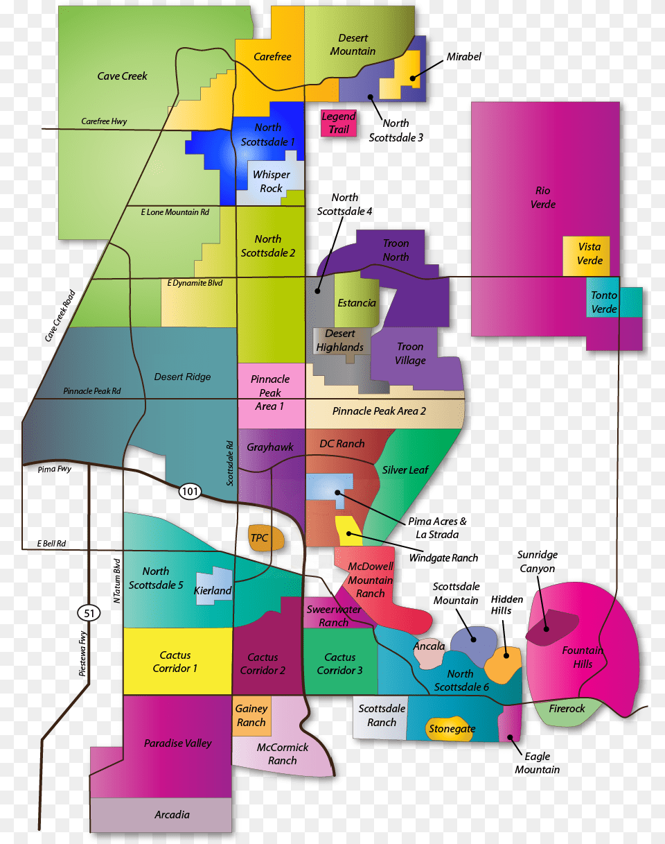 North Scottsdale Map Phoenix Arizona Neighborhood Map, Diagram, Gas Pump, Machine, Pump Free Png Download