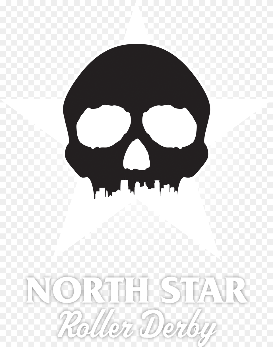 North Star Roller Derby Image Skull, Stencil, Logo, Head, Person Free Png