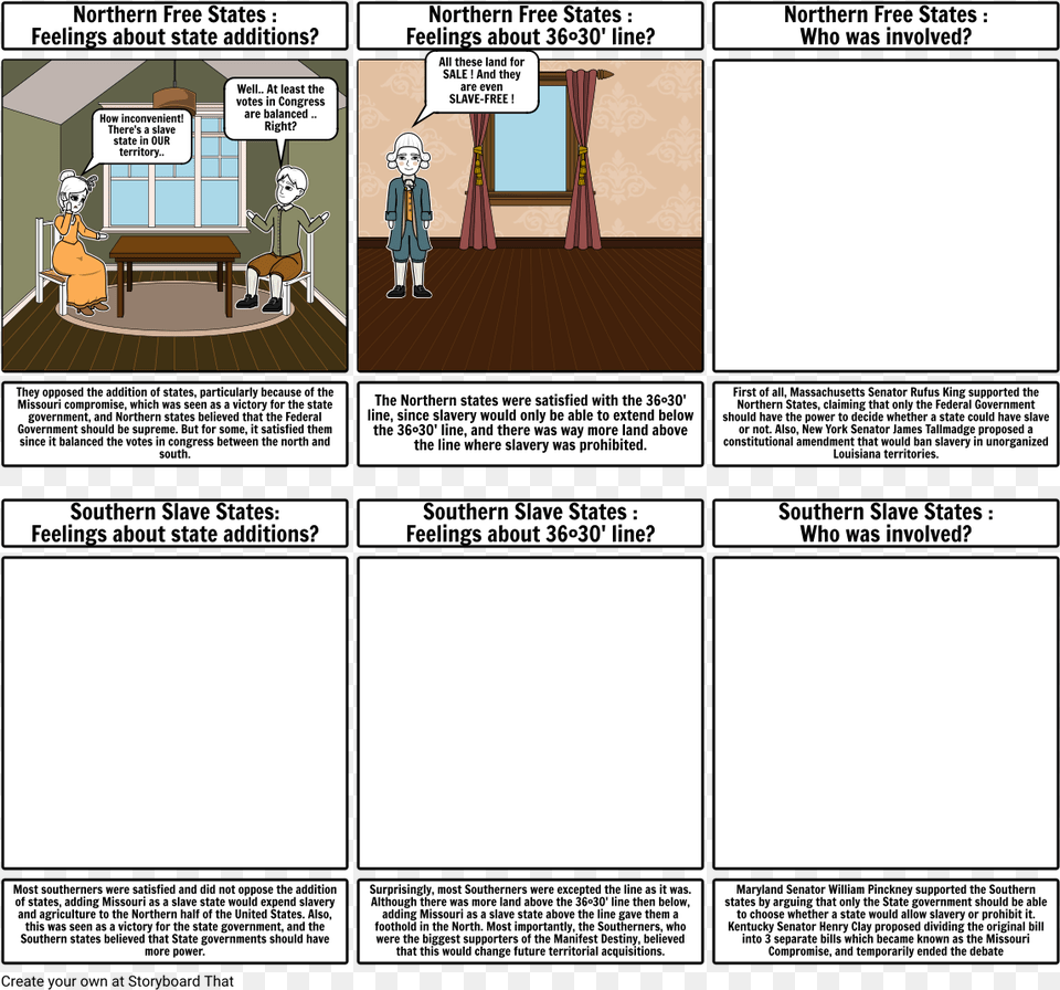 North Vs South Missouri Compromise Storyboards, Text, Publication, Page, Comics Free Transparent Png