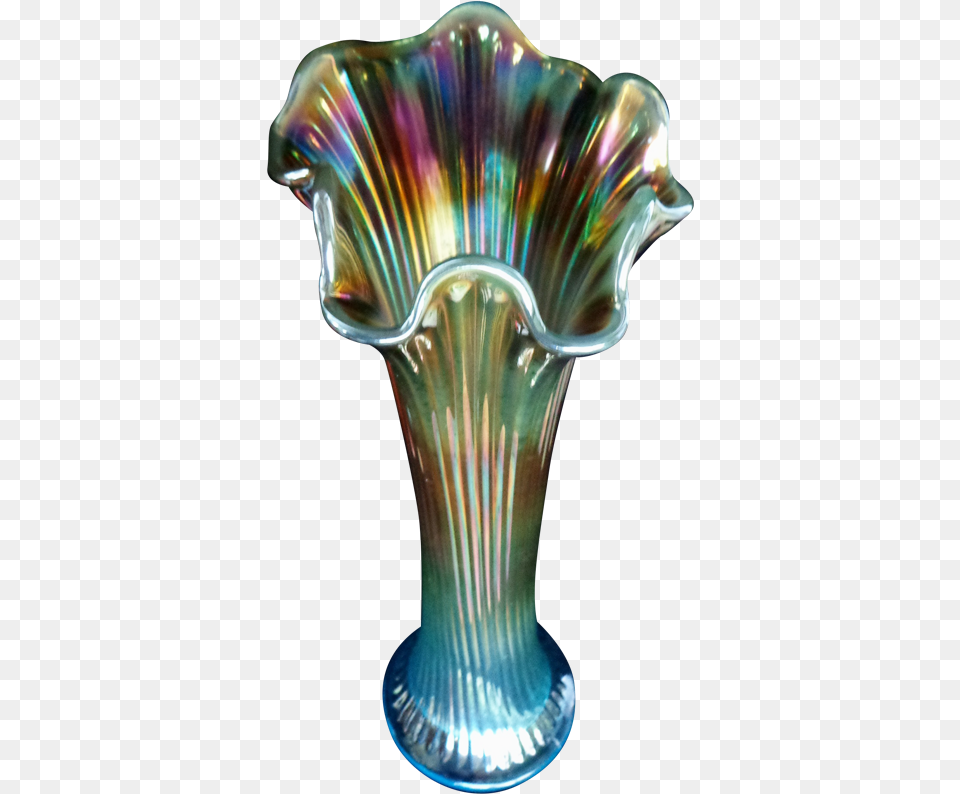 Northwood Fine Rib Sapphire Opal Vase Northwood Carnival Glass Vase, Jar, Pottery, Animal, Invertebrate Free Png