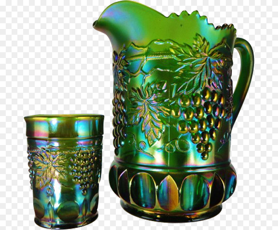 Northwood Grape Amp Cable Emerald Green Water Pitcher Ceramic, Glass, Jug, Cup, Pottery Free Png Download
