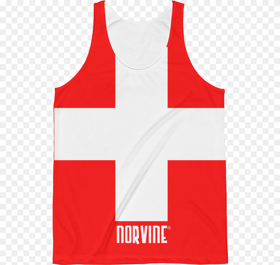 Norvine Swiss Flag Tank Top, Clothing, Coat, Bib, Person Free Transparent Png