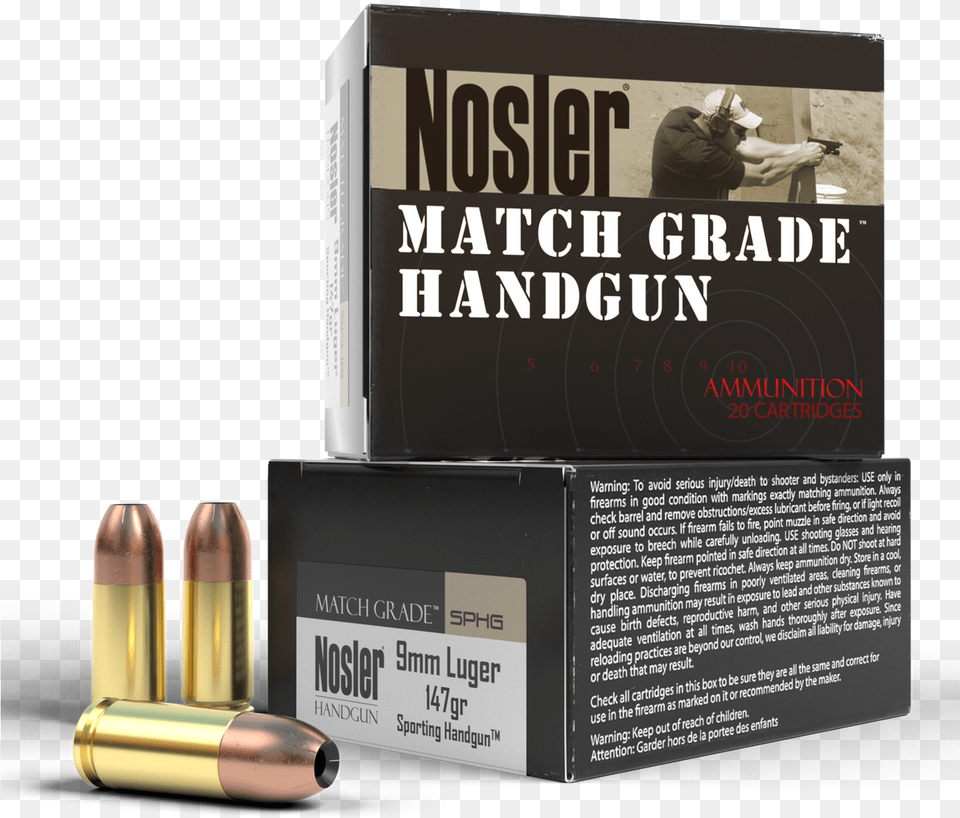 Nosler Match Grade Handgun 9mm 147gr Jacket Hollow 9mm Nosler Bullets, Ammunition, Weapon, Adult, Bullet Free Png Download