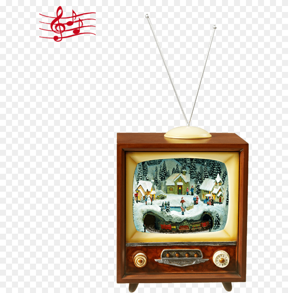 Nostalgic Television Winter Scene With Train Large Kthe Wohlfahrt Nostalgie Fernseher, Tv, Screen, Monitor, Hardware Png Image