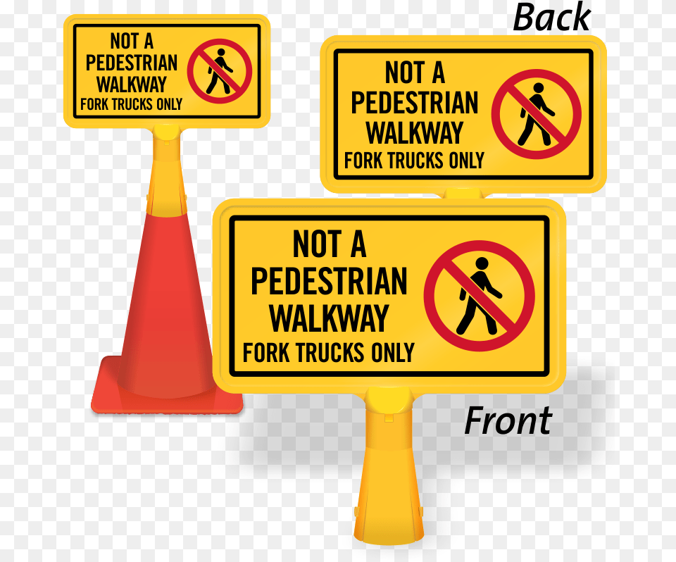 Not A Pedestrian Walkway Coneboss Sign Traffic Sign, Symbol, Road Sign, Person Free Transparent Png