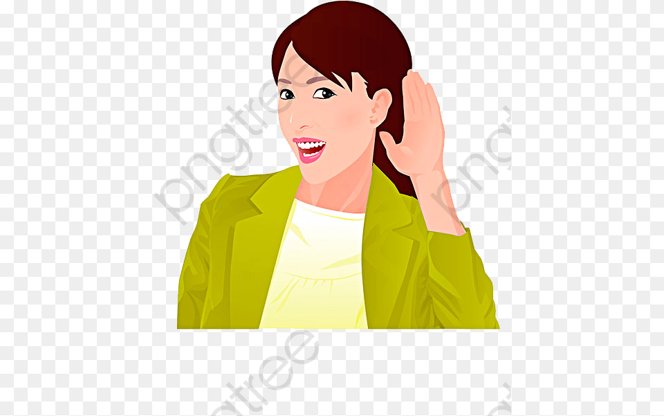 Not Listening Clipart Cartoon, Adult, Person, Female, Coat Png