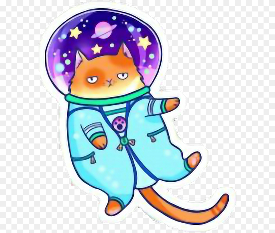 Not My Art Space Cat Kawaii Cat Spacecat Freetoe Space Stickers, Sticker, Baby, Outdoors, Person Free Transparent Png