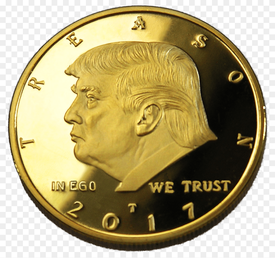 Not My President Trump Gold Coin, Adult, Face, Head, Male Png