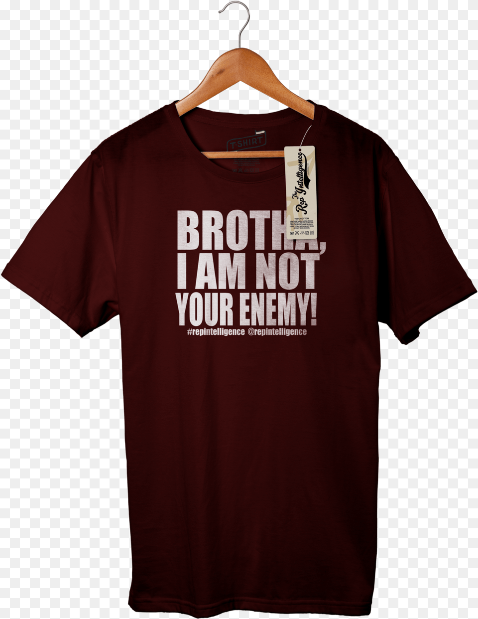 Not Your Enemy In Maroon Clothes Hanger, Clothing, T-shirt, Shirt Png Image