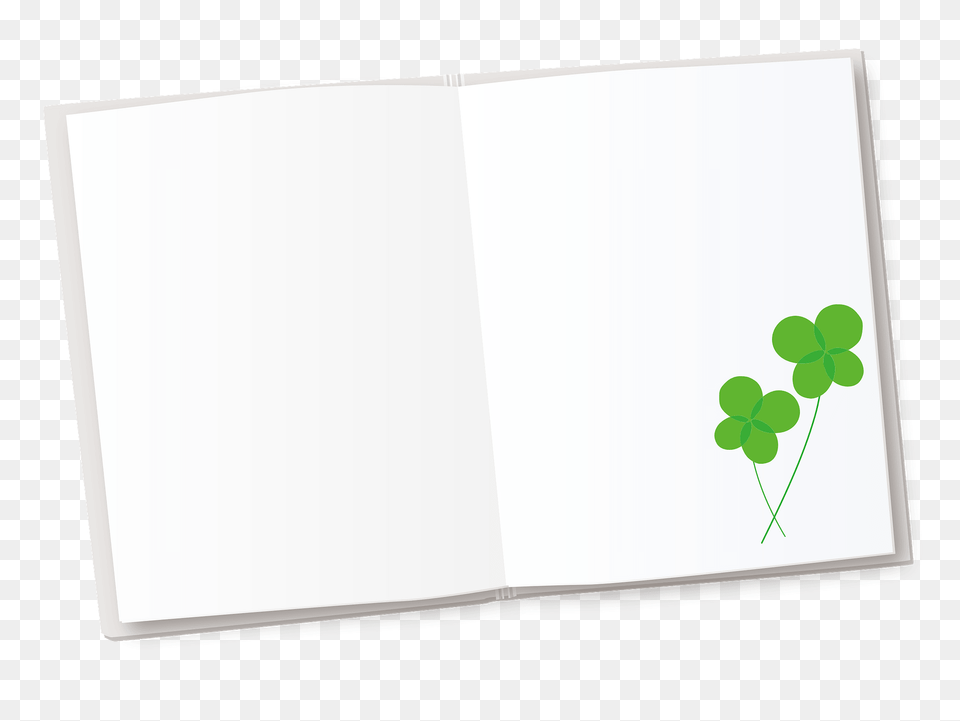Notebook Decorated With Four Leaf Clover Clipart, Page, Text, White Board, Plant Png