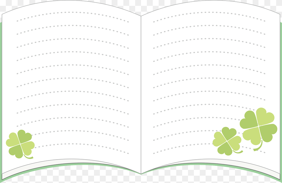 Notebook Decorated With Four Leaf Clover Clipart, Book, Page, Publication, Text Free Png Download