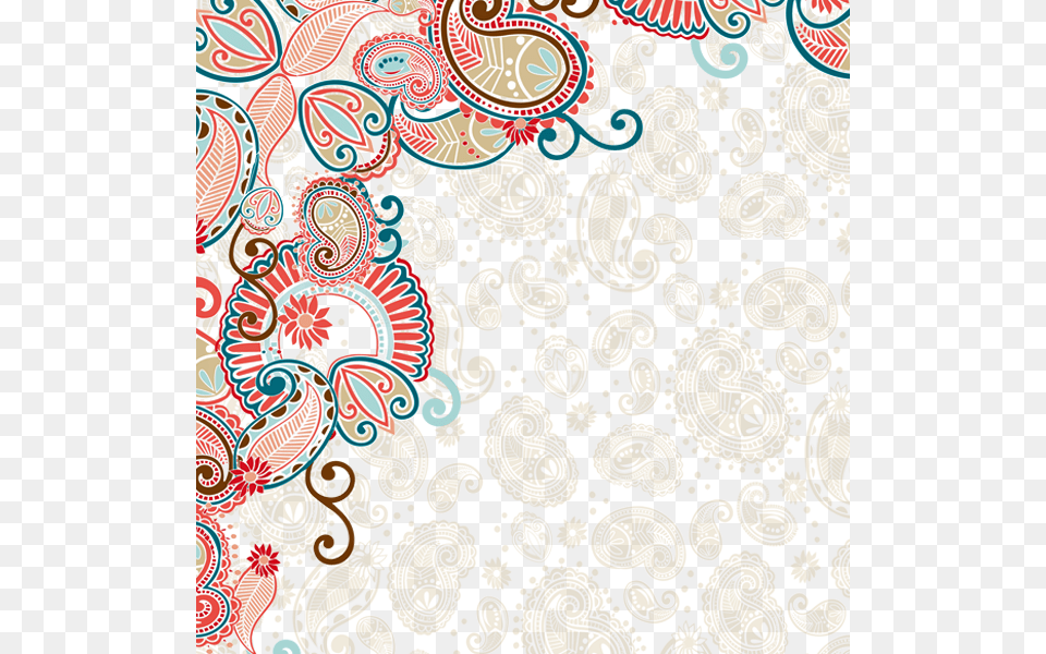 Notebook Santafe Paisley With Coral Paisley Corner Border, Pattern, Art, Floral Design, Graphics Png Image