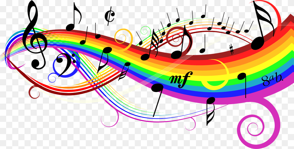 Notes Clipart Rainbow Music Clipart, Art, Graphics, Light, Neon Free Transparent Png