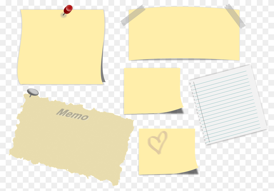 Notes Taped And Pinned Up Clipart, Page, Text, Paper Free Png