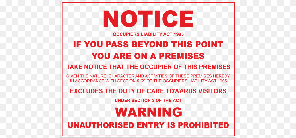 Notice Warning Unauthorised Entry Is Prohibited Notice Unauthorised Entry Sign, Advertisement, Poster, Text, Book Png Image