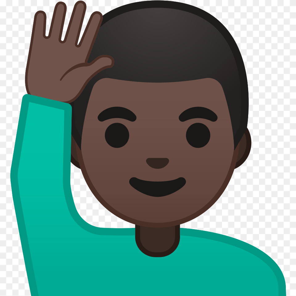 Noto Emoji Oreo 1f64b 1f3ff 200d Man Raising Hand Emoji, Head, Portrait, Photography, Face Png