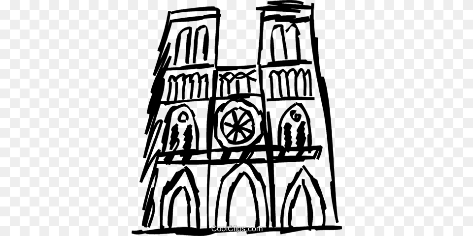 Notre Dame Royalty Vector Clip Art Illustration, Church, Architecture, Building, Cathedral Free Png
