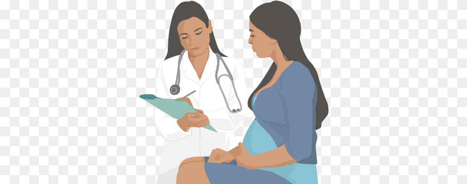 Nov Pregnant Woman With Doctor Cartoon, Coat, Clothing, Adult, Person Free Png