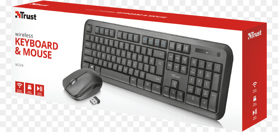 Nova Wireless Keyboard With Mouse Trust Ziva Keyboard, Computer, Computer Hardware, Computer Keyboard, Electronics Free Png Download
