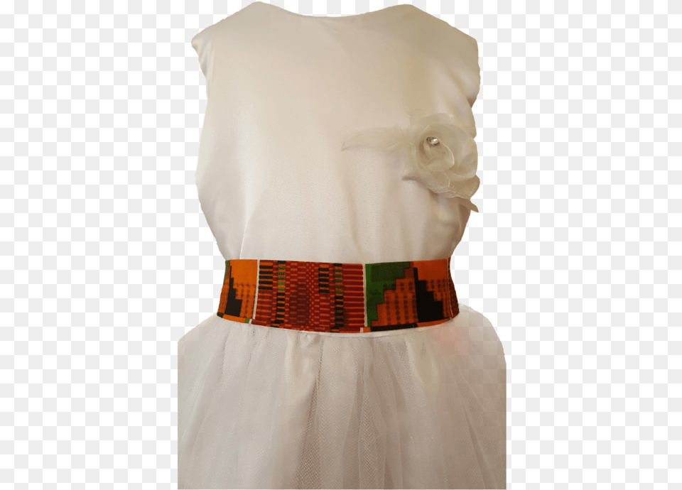 Novarena Kente Ankara African Print Girls White Dresses One Piece Garment, Person, Accessories, Belt Free Transparent Png