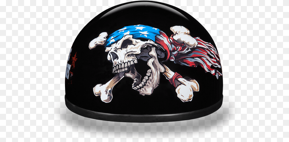 Novelty Motorcycle Half Helmet With Patriot Skull Motorcycle Helmet, Crash Helmet, Person Free Png