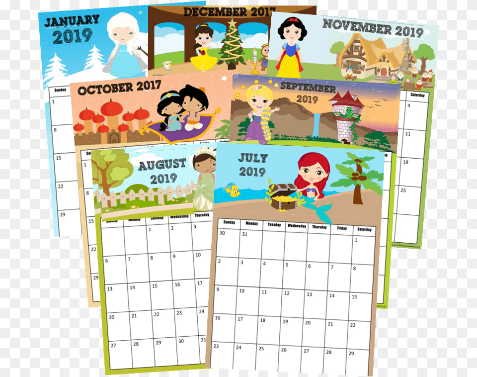 November 2018 Disney Calendar Princess Calendar 2019 Printable, Text, Person, Baby, Face Free Png Download