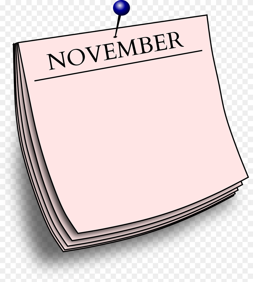 November Pinned Note, Page, Text, Book, Publication Free Png